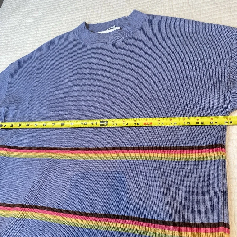Lillusory Women's Blue Striped Long Sleeve Knit Sweater Size S NWT Crew Neck